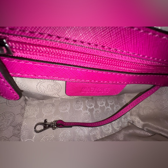 MICHAEL KORS Selma Medium Saffiano Leather Crossbody, Color: Pink Fuschia - Picture 8 of 10